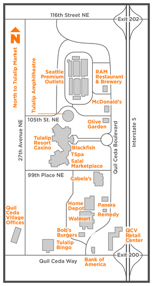 Map showing properties available for lease in Quil Ceda Village