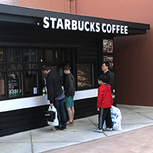 Starbucks Coffee Stand a Seattle-based coffeehouse chain known for its signature roasts, light bites and WiFi availability.